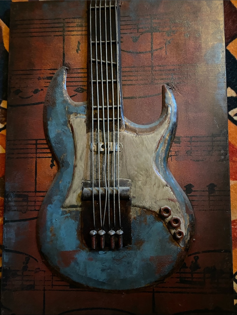 Hobby Lobby Blue and White Guitar Mixed Media Wall Art